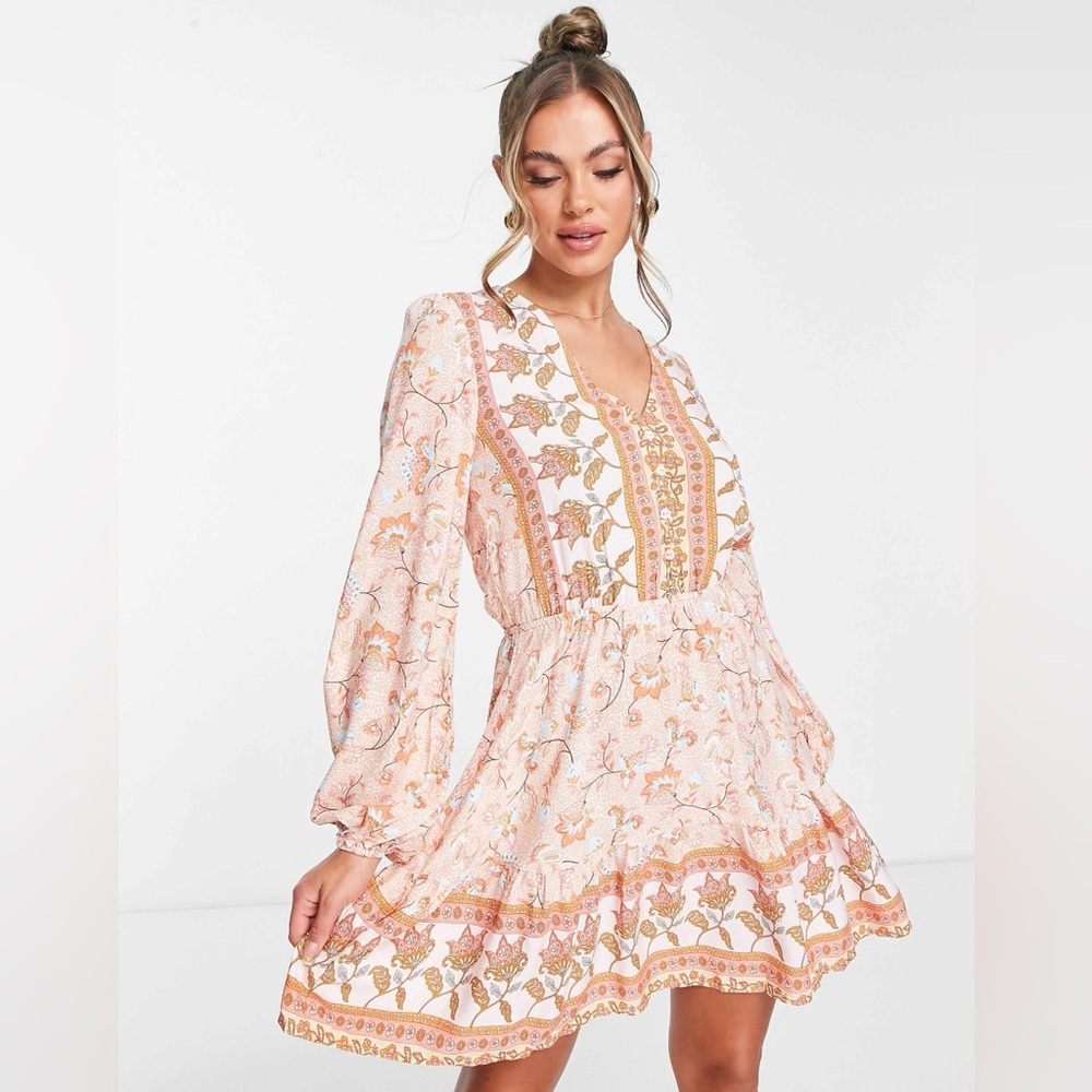 Long Sleeve Button Up Floral Dress
